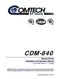 Zobrazit dokument Comtech EF Data CDM-840 Specifikace